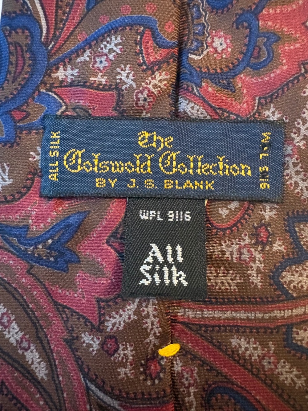 Vintage The Cotswold Collection J.S. Blank Silk Paisley Tie
